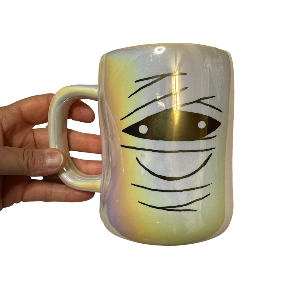 Rae Dunn Iridescent "Haunted" Mummy Double Sided Coffee Halloween Mug
